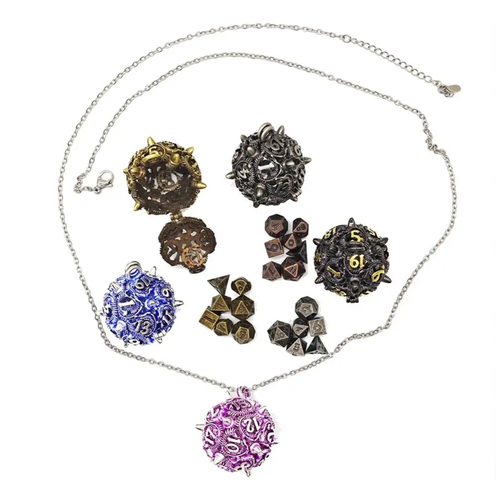 

Dragon Dice Necklace Metal Dice D20 Pendant Xmas Gifts DND Dice for Dungeons and Dragons Role Playing Dice D&D RPG Dice D20