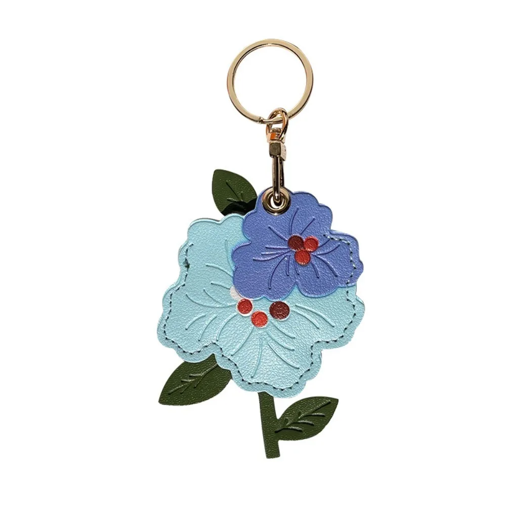 

Entrance Guard Card Peony Flower Keychain Keyring PU Leather Hydrangea Pendant Creative Protective Case