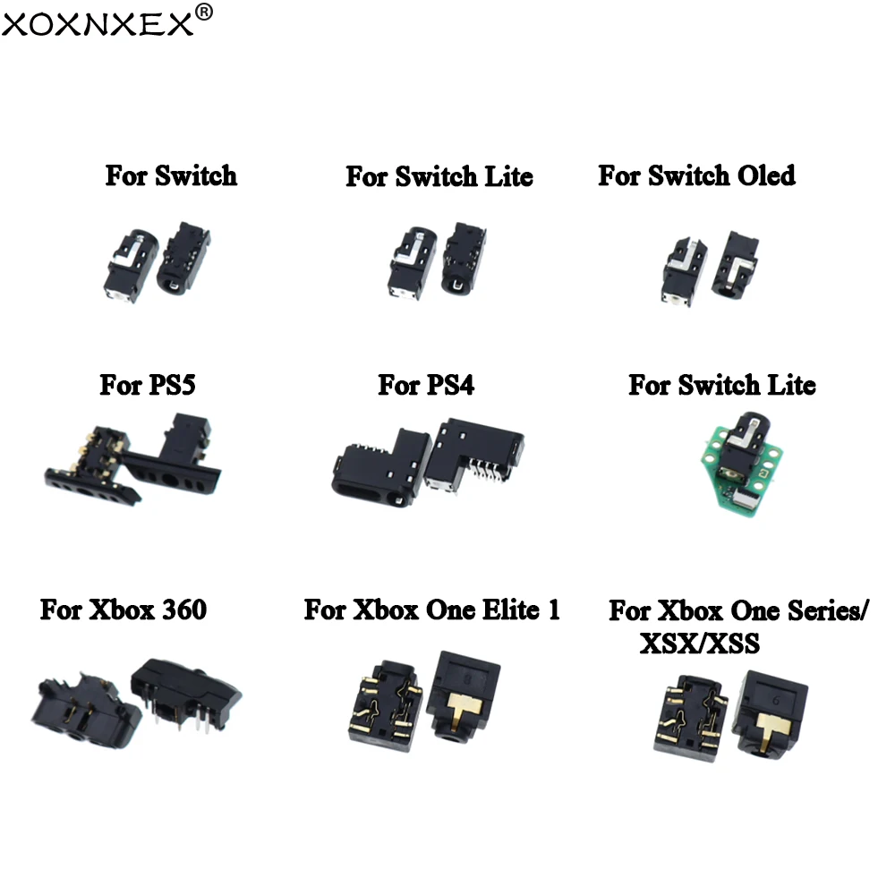 1개 Xbox 360용, Xbox One S 엘리트 시리즈 S/X용, PS5 PS4 Pro 컨트롤러 헤드셋 플러그 포트 여성 소켓 헤드폰 잭 스위치
