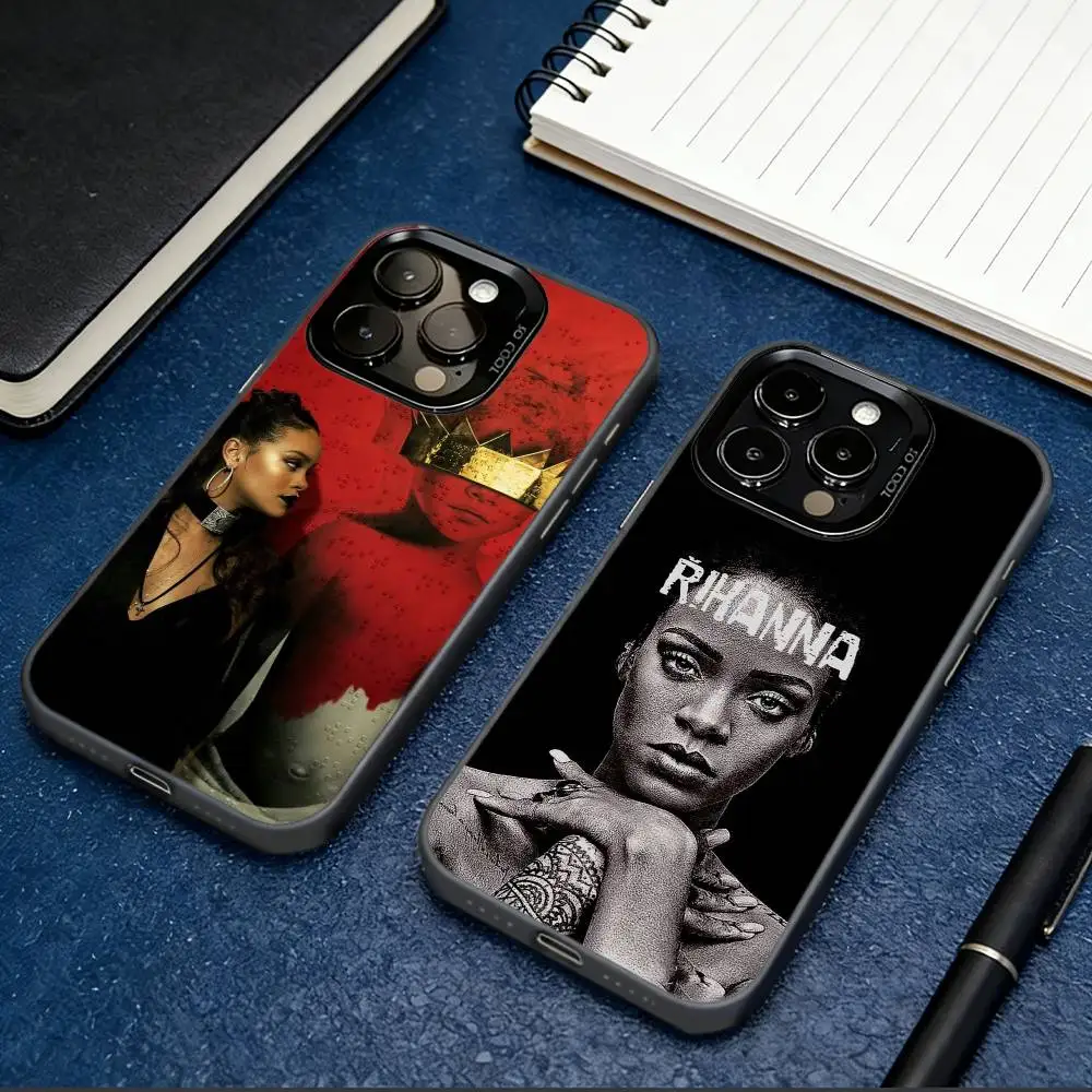 

R-Rihanna S-Singer Phone Case For iPhone 17,16,15,14,13,12,11 Plus,Pro Max,XS,Colorful Silver Black Cover
