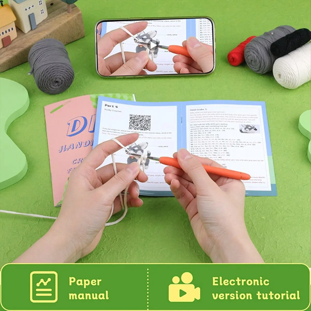 kuaishan Crochet Kit DIY Husky Crochet Kit with Knitting Yarn Needles Plush Doll Easy for Beginner Includes Enough Yarn Hook