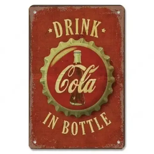 m1,Retro Cola Vintage Tin Sign Metal Wall Art Nostalgic Decor Man Cave Bar Cafe