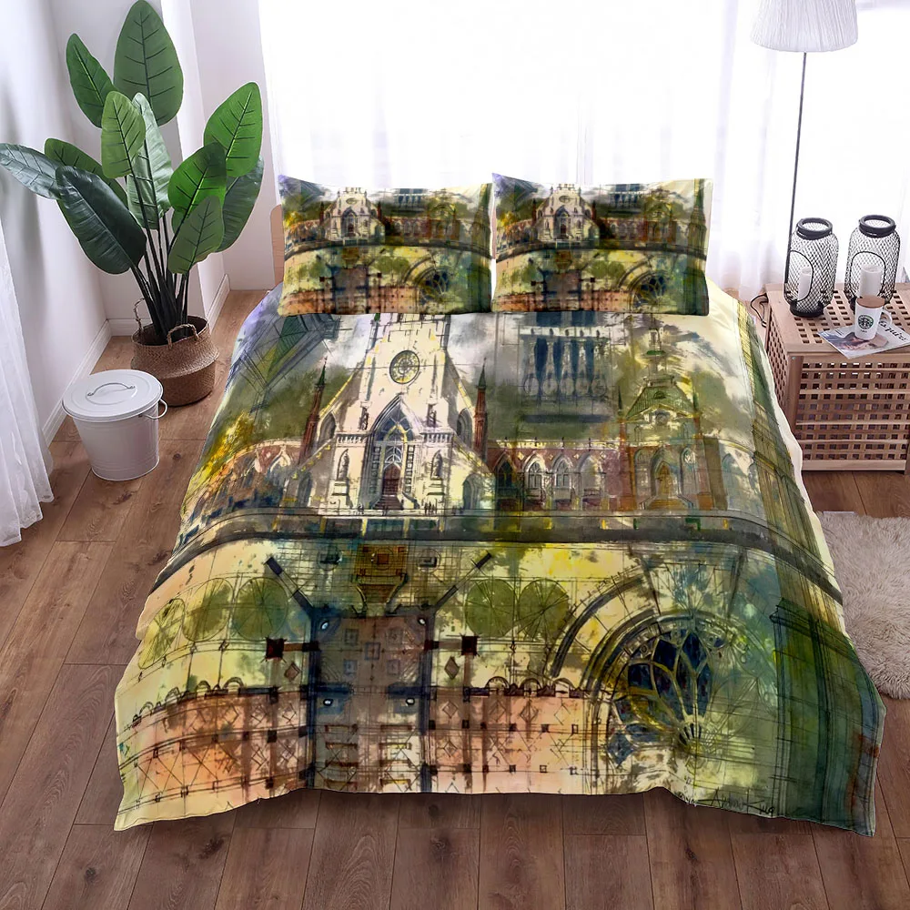 Imagem -03 - Conjunto de Roupa de Cama Notre Dame de Paris Cama King e Queen Size Casal e Twin Tamanho Individual ou Completo