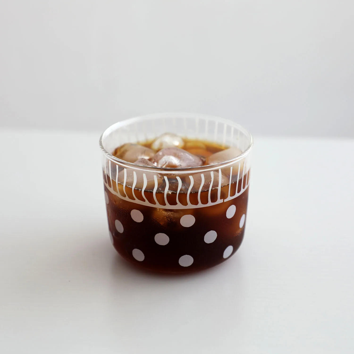 

1 pc Japanese Style White Polka Dot Glass Cups, Creative Tumbler, Glass Coffee Cups, Dessert Bubble Tea Cups, Juice Cups