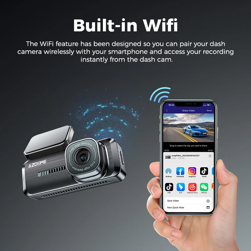 

worldwide universal car HD 1080P dashcam Built-in Wifi/G-Sensor loop recording DVR support 24H parking minitoering max 128G Card