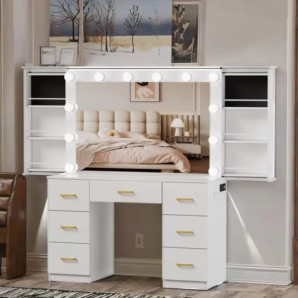 Moderner weiß beleuchteter Far – Dressing Table Vanity With Lighted Mirror Bewertung und Preis