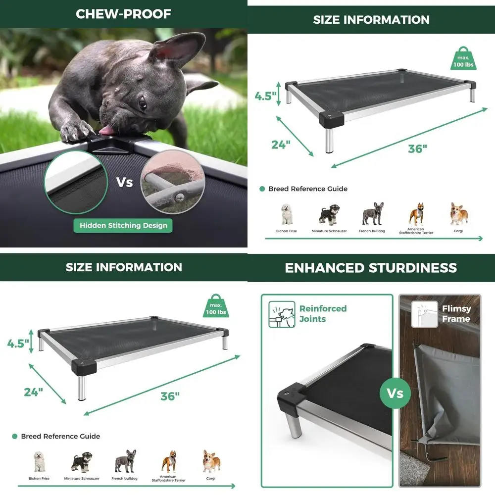 

Прочная водонепроницаемая приподнятая кровать для собак, внутренняя/наружная, охлаждающая кроватка для маленьких собак, 36x24x4,5, черная