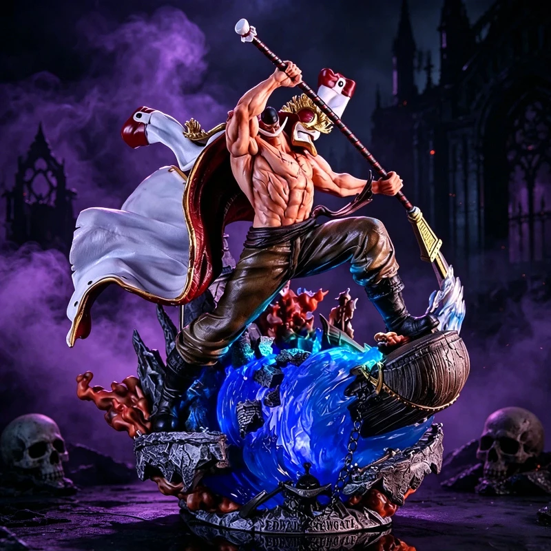 

Фигурка Эдварда Ньюгейта из One Piece с подсветкой, статуэтка Четырех Императоров, Белобородый, битва на Маринфорде, аниме-статуя, коллекционный сувенир из ПВХ