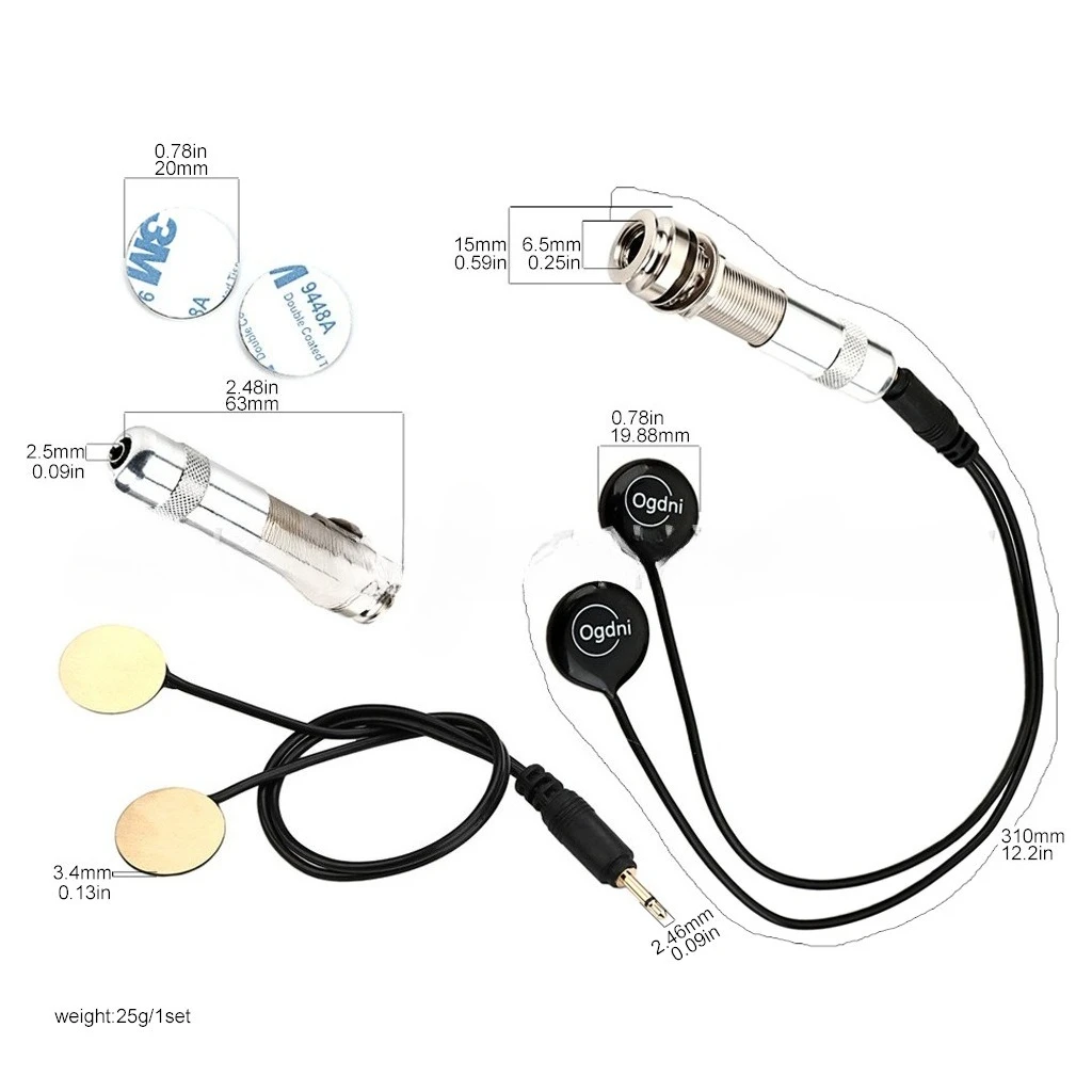 Piezo Contact Pickup Self-adhesive 3M Sticker Disc Transducer Pickup for Acoustic Folk Guitar Ukulele Portable