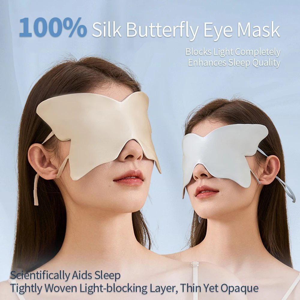 Butterfly Silk Sleeping Mask Large Eye Coverage Sleep Mask Soft Eye Patch Blackout Blindfold Shading Eye Cover Travel Relax