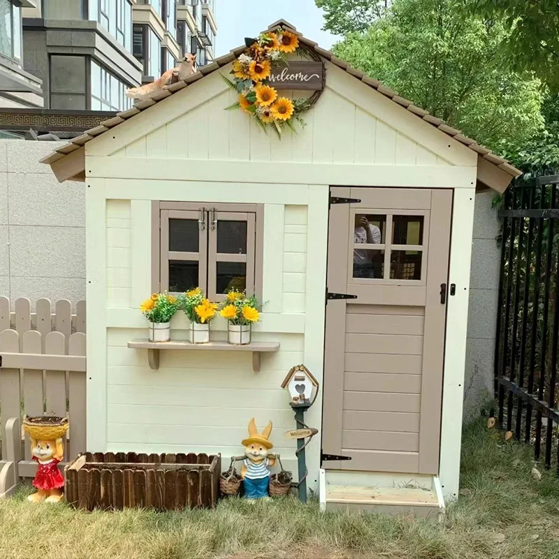 #Courtyard Garden European Chalet Outdoor Assembly Children's Chalet Movable Simple Wooden House Pet House