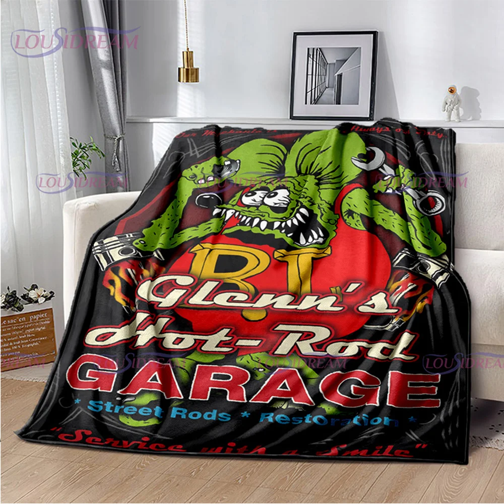 

Rat Fink Blanket Funny Cartoon Mouse Print Flannel Blanket Rat Fink Art Blanket for Sofa Bed Livingroom Nap Blanket Quilt