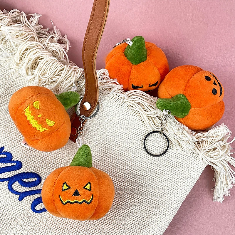 1PC Halloween Essential Fun Decoration DIY Accessories New Pattern Halloween Pumpkin Plush Keychain Weird Pumpkin Decor