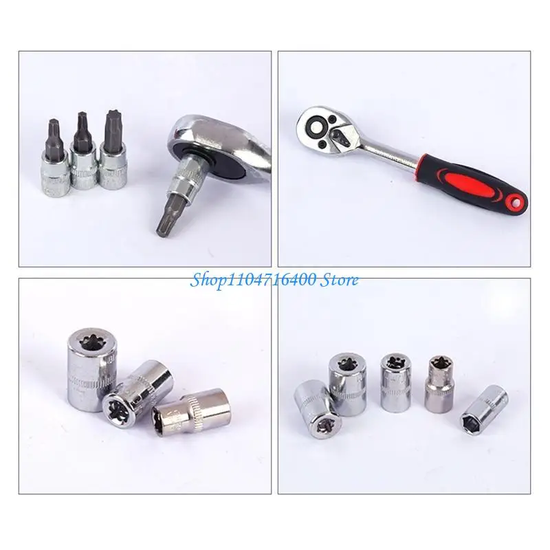 

y1gd 46 Pieces 1/4 " Drive Socket Ratchet Wrench Bit Bits Repair Tools Tool Auto