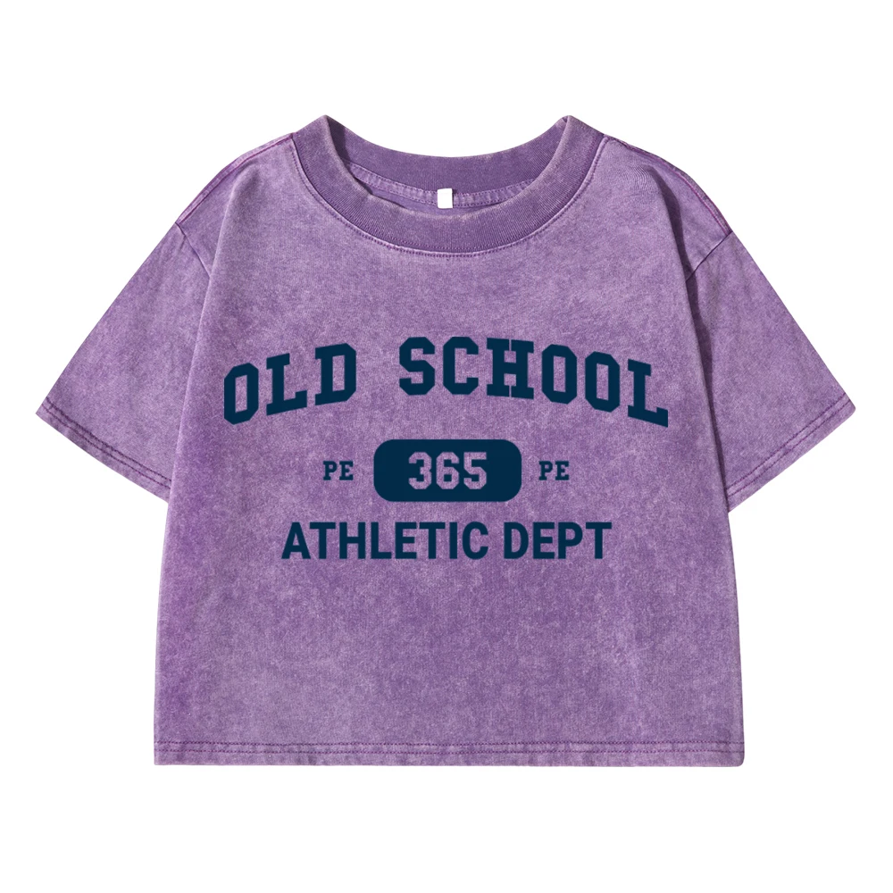 Old School Pe 365 Athletic Dept Print Women'S Washed T-Shirts Loose Breathable Soft Cotton Tops Classic Style Female Clothes