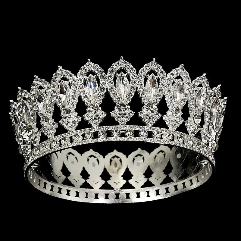 Full Round Colorful Beauty Pageant Crowns Baroque Circular Large Crown Tiaras Bride Headband Accessories Tiara Crown image 6