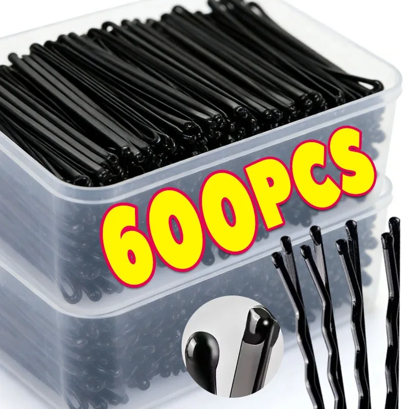 

600-60 шт. черных прямых заколок-невидимок для фиксации волос на затылке и укладки пучка для женщин