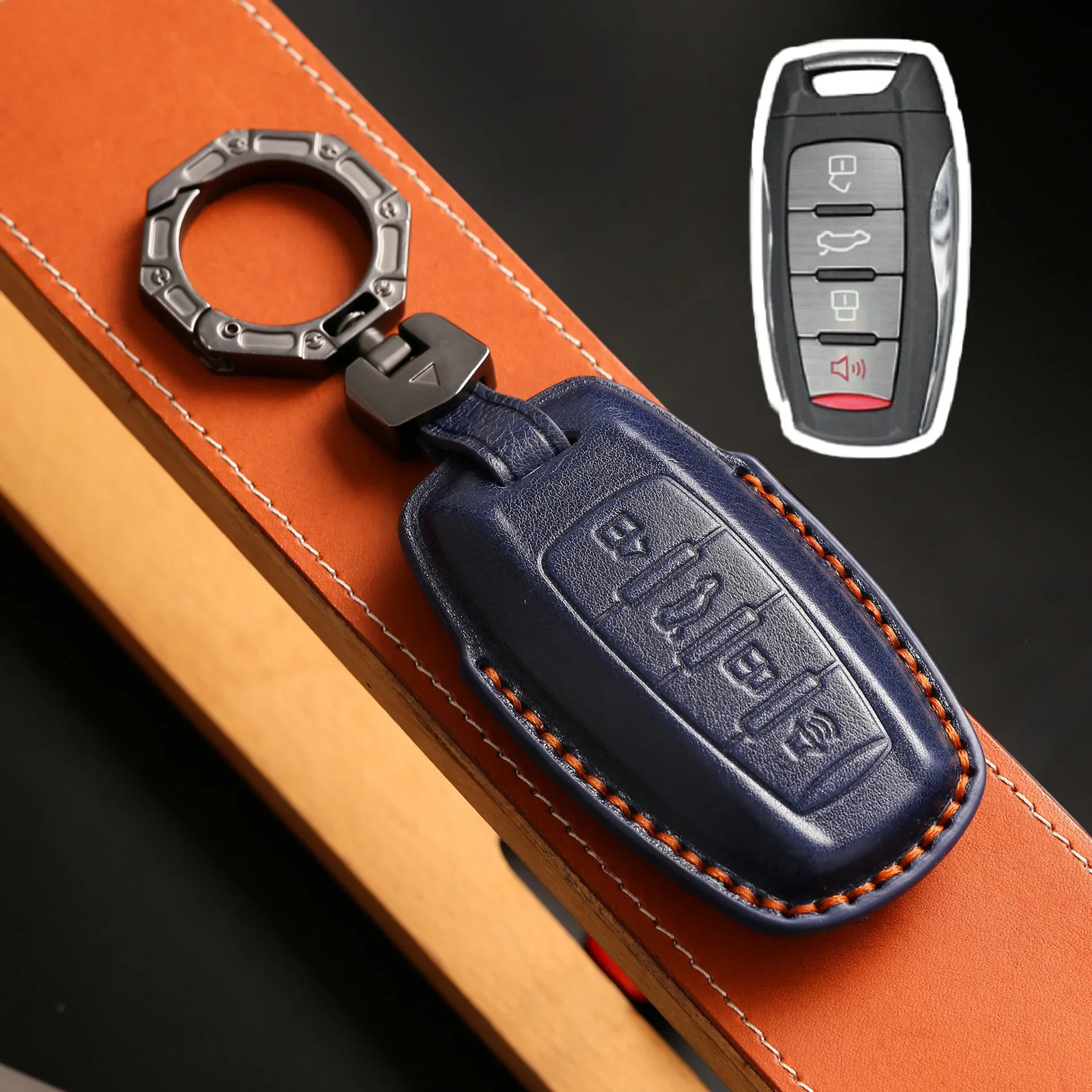 

1pc 4/3 Bottons Leather Car Key Case Cover For Great Wall Haval Jolion H6 H7 H4 H9 F5 F7 F7X F7H H2S GMW Dargo Shell Fob