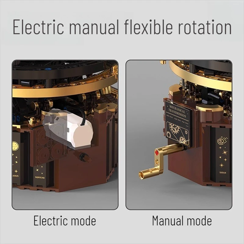 Kit di blocchi di costruzione per esplorazione spaziale del sistema solare 3D Giocattolo STEM con luci a LED Modalità manuale elettrica Puzzle Regalo per adolescenti e adulti