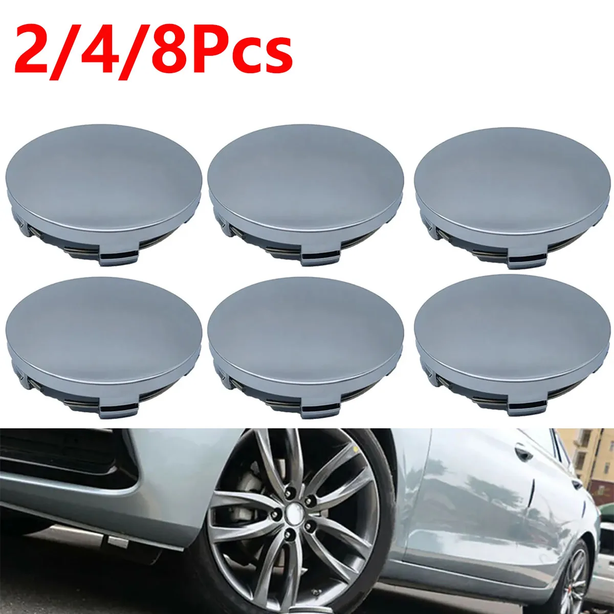 

2/4/8Pcs 60mm Silver Universal Car Wheel Center Caps Hub Tyre Rim Hub ABS Chrome Car Styling Cap Cover Logo Hub Badge Rim Cover