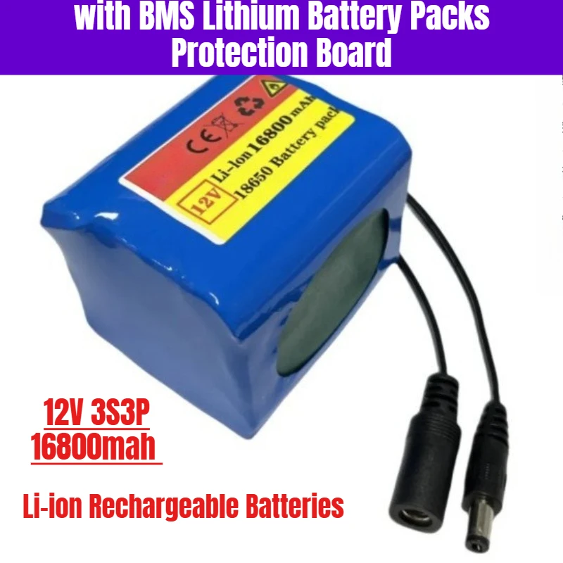 

12V 3S3P 16800mah 18650 Li-ion Rechargeable Batteries with BMS Lithium Battery Packs Protection Board