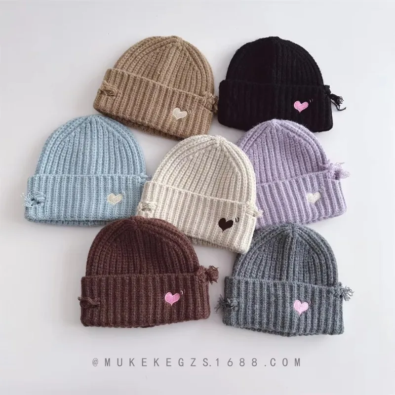 Winter Children Thickened Warm Knit Hat Non-slip Warm Yarn Hat Boys Girls Soft and Cozy Embroidered Cold-weather Hat Toddlers