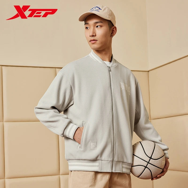 Xtep Basketball Knitting Jacket For Men 2024 Spring Comfortable Training Men\'s Coat Stand Collar Chic Outdoor Tops 876129060129