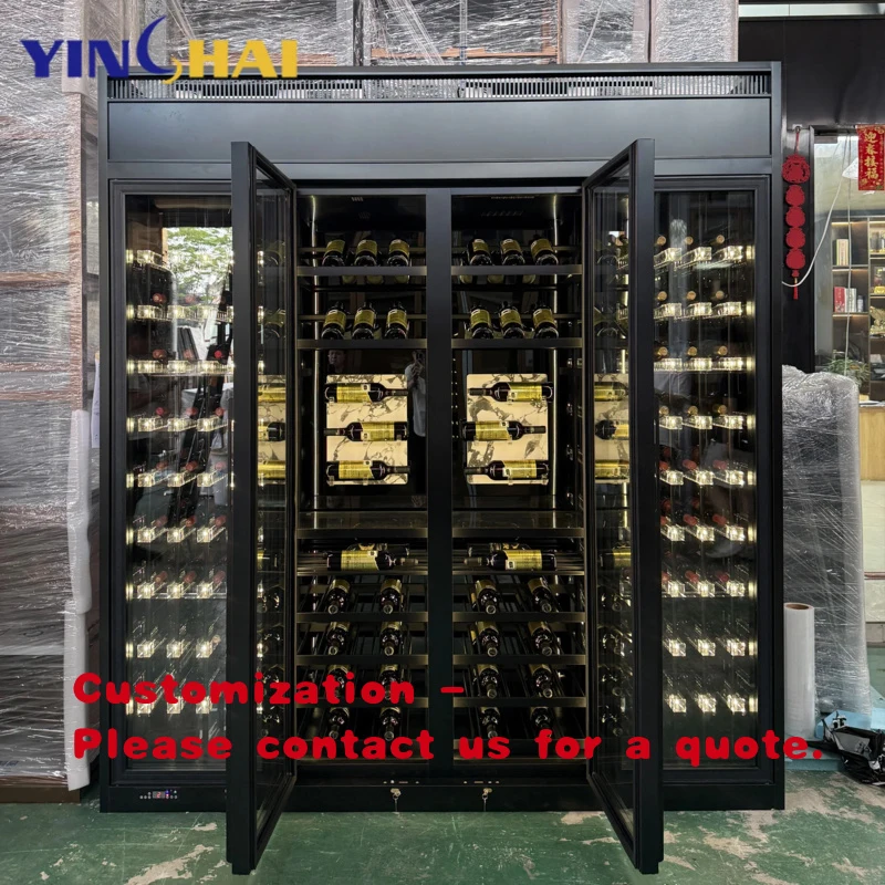 custom.Luxury Constant-Temperature Dual-Zone Whiskey Wine Cabinet with Glass Door Black Household & Commerci
