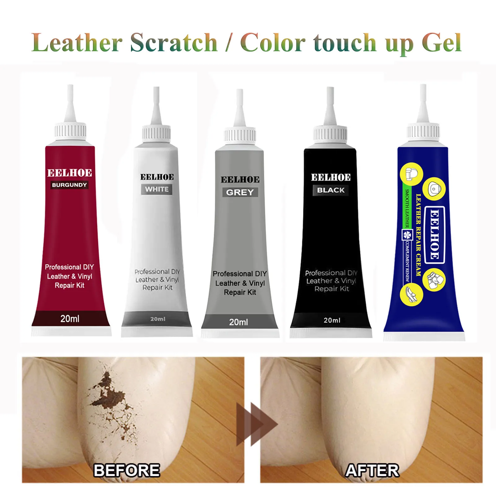 Leather Repair Filler Leather Repair Gel Couches Vinyl & Upholstery Repair Restorer For Car Seats  Liquid Scratch Filler