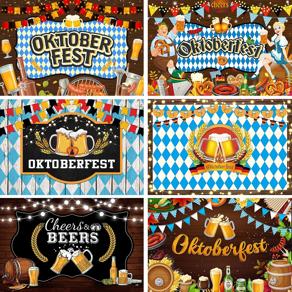 Oktoberfest Theme Backdrops Festa Beers Festival Dancing Party Decor German Town Street Bavarian Photography Background Poster