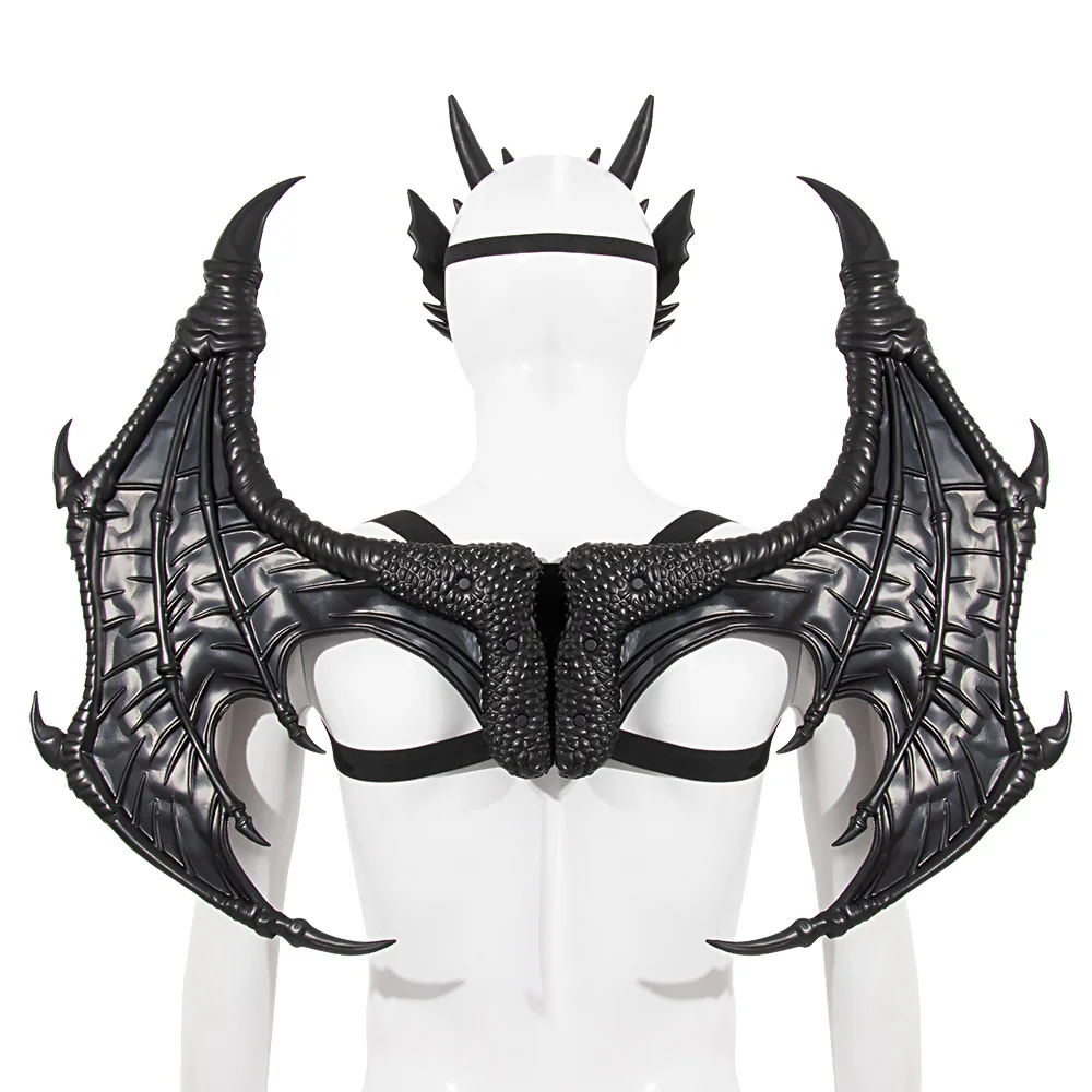 Ali di drago di Halloween per adulti - Accessorio per costume cosplay, Ali per feste di fantasia scura, Oggetti di scena per foto di festival, Costume LARP