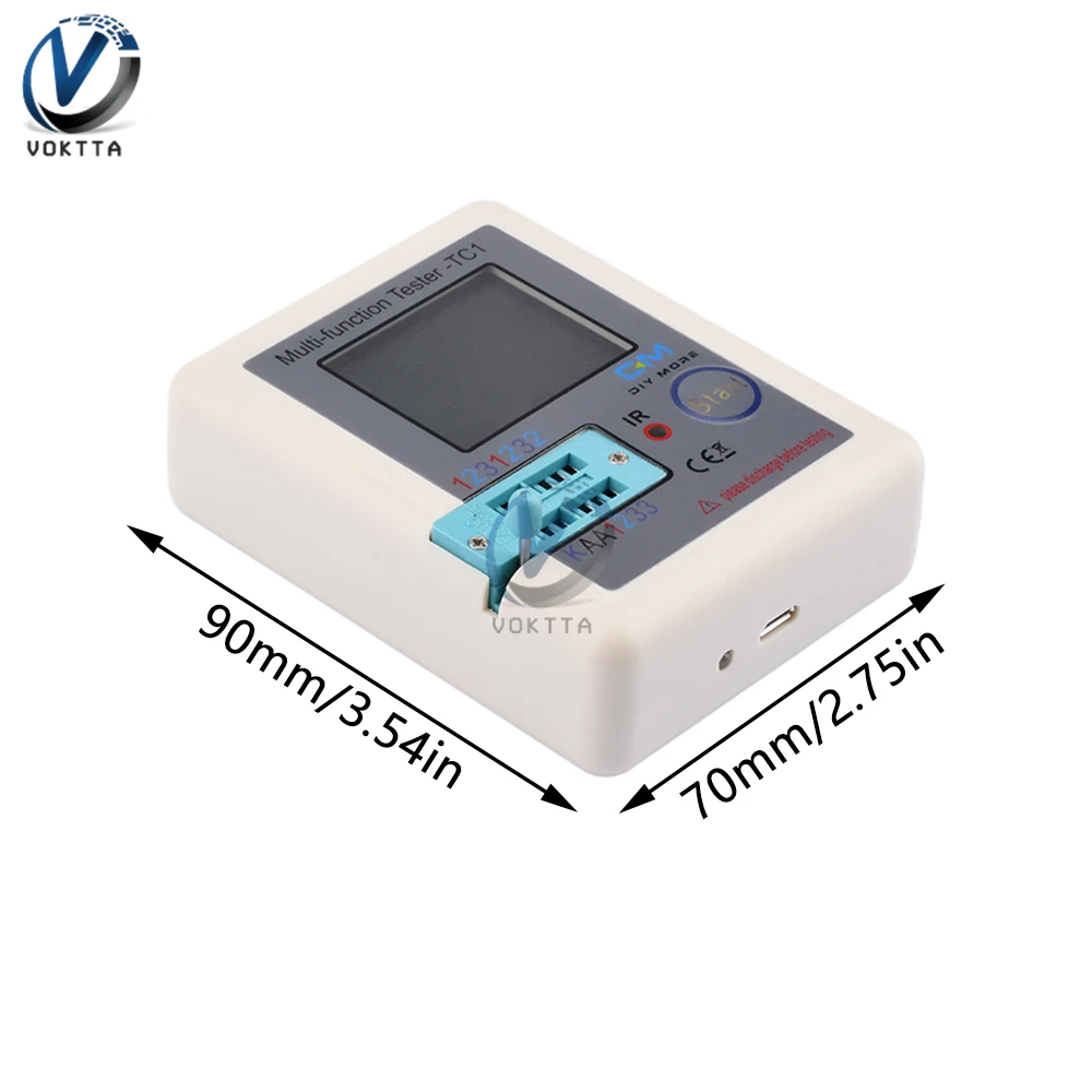 LCR TC1 1.8 Inch TFT LCD Display Multimeter Transistor Tester Diode Triode Capacitor Resistor Test Meter MOS NPN PNP Transistor