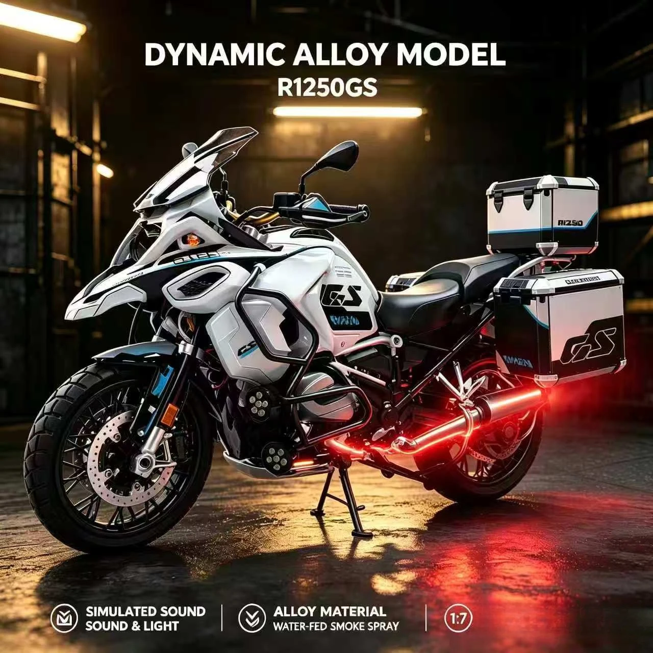 NEW Spray 1:7 FOR BMW R1250 GS ADV Alloy Metal Diecast Motorcycle Model Trendy Ornaments Collection Toys Car Gift Boy Birthday