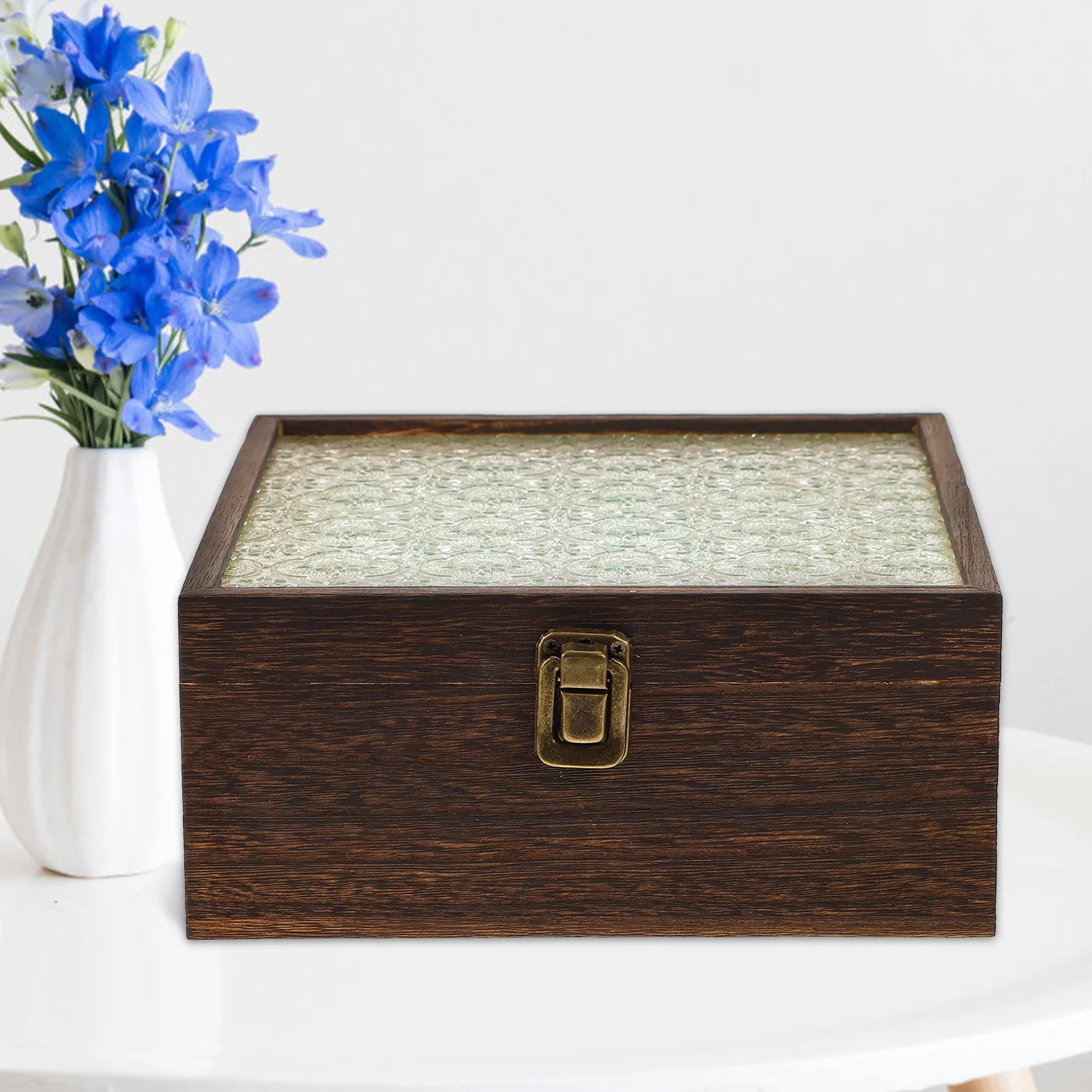 

Деревянная шкатулка для драгоценностей в стиле ретро, легкий органайзер со стеклянной крышкой для колец, серег, ожерелий, браслетов, брошей, хранения подарков