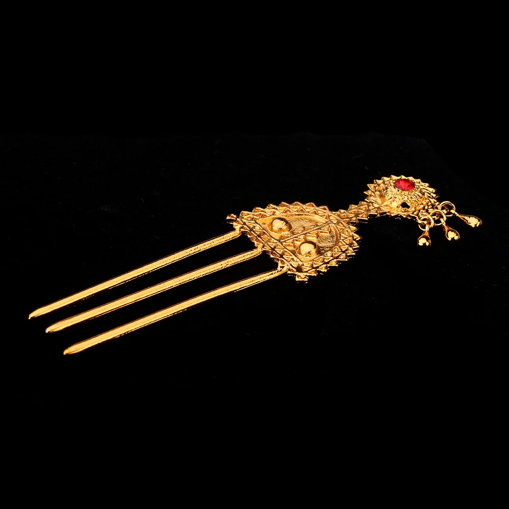 Ethiopian for women gold plated bridal Hairpin Jewelry sets Hairpin necklace earrings bracelet ring gifts wedding jewellery set