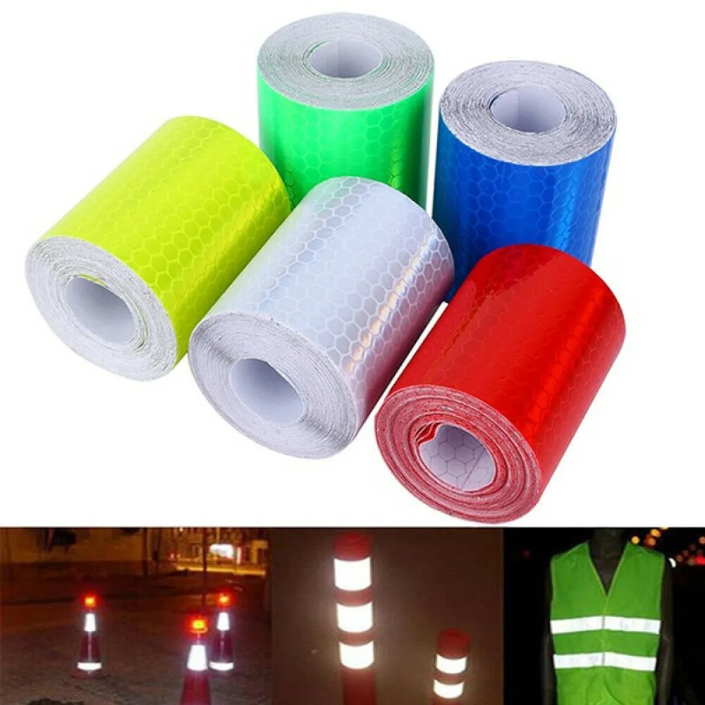 1PC 100cm 5cm ForWarning Light Reflector Protective Sticker Adhesive Waterproof White Red Yellow Blue Bike Reflective Sticker