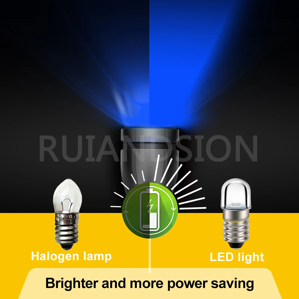 RUIANDSION 4x 3V E10 LED Upgrade 4.5V 6V 12V 18V 24V Bicycle Bulbs Replacement for Torch Flashlight Lamps