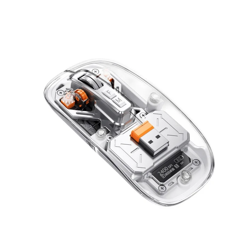 

M135 Smart Display Mouse Transparent Alloy Computer Wireless Bluetooth Three-mode DIY Mouse
