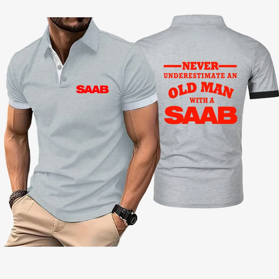 2026 Never Underestimate An Old SAAB Logo Print Solid Color Polo Shirt Ultra Light Quick Drying Breathable Sweat Wicking Shirt