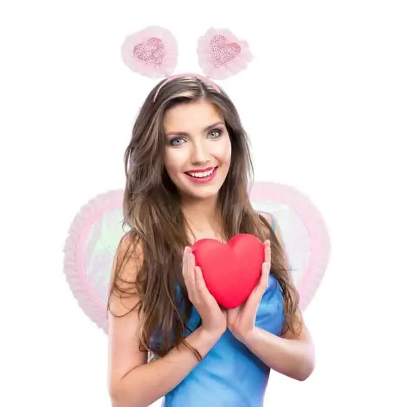 Conjunto de diadema con alas de amor, accesorios de actuación de baile de maquillaje para fiesta navideña, disfraz de cumpleaños y boda para el Día de San Valentín, accesorios de Cosplay