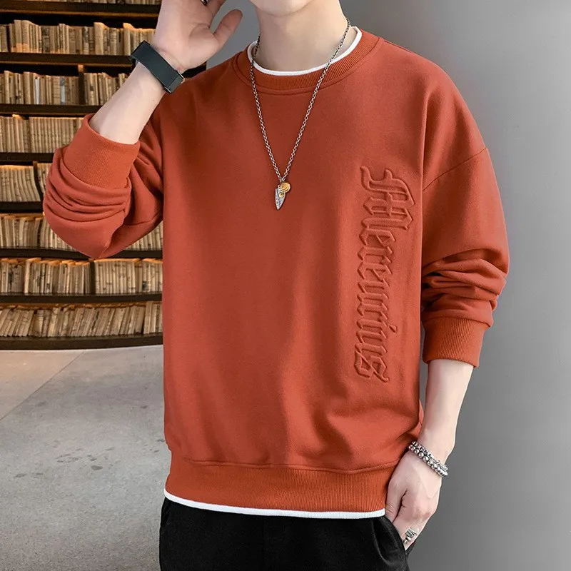 2023 Spring New Men's T-shirt Crewneck Hoodie Long Sleeve Loose Solid Color Clothes Tide Brand Youth Fashion Casual Men Coat Top