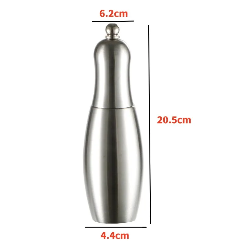 304 Stainless Steel Salt and Pepper Grinder Bowling style Pepper Mill Ceramic Core Grinding Western Restaurant Seasoning Bottle