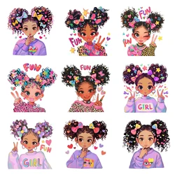 Cute African girl dtf Heat Transfer patch for Childrens clothing thermal transfer pillow On Clothes Iron on transfer patch