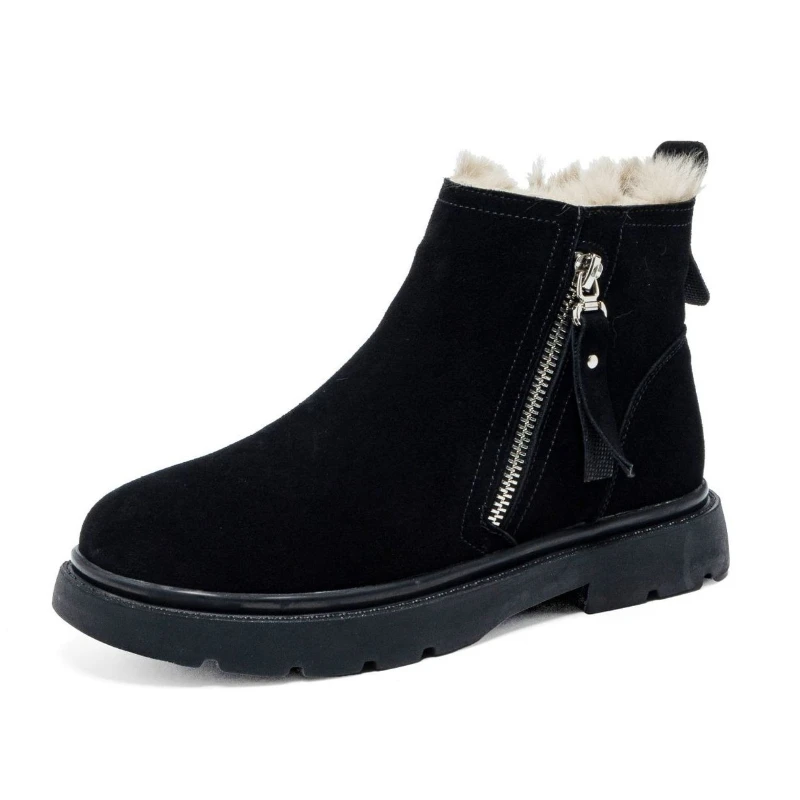 CICIYANG Women's Snow Boots Cow Suede Leather 2026 New Winter Flats  Ankle Boots Large Size Female Anti-slip Booties 41-43