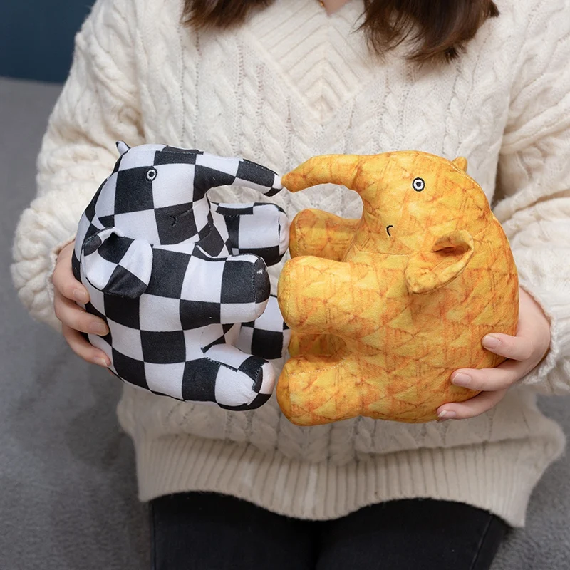 لطيف الكرتون أنيمي إلمر الفيل الشكل ألعاب من نسيج مخملي منقوشة الفيل إيما بلوشيز دمية الاطفال استرضاء وسادة هدية عيد ميلاد #4