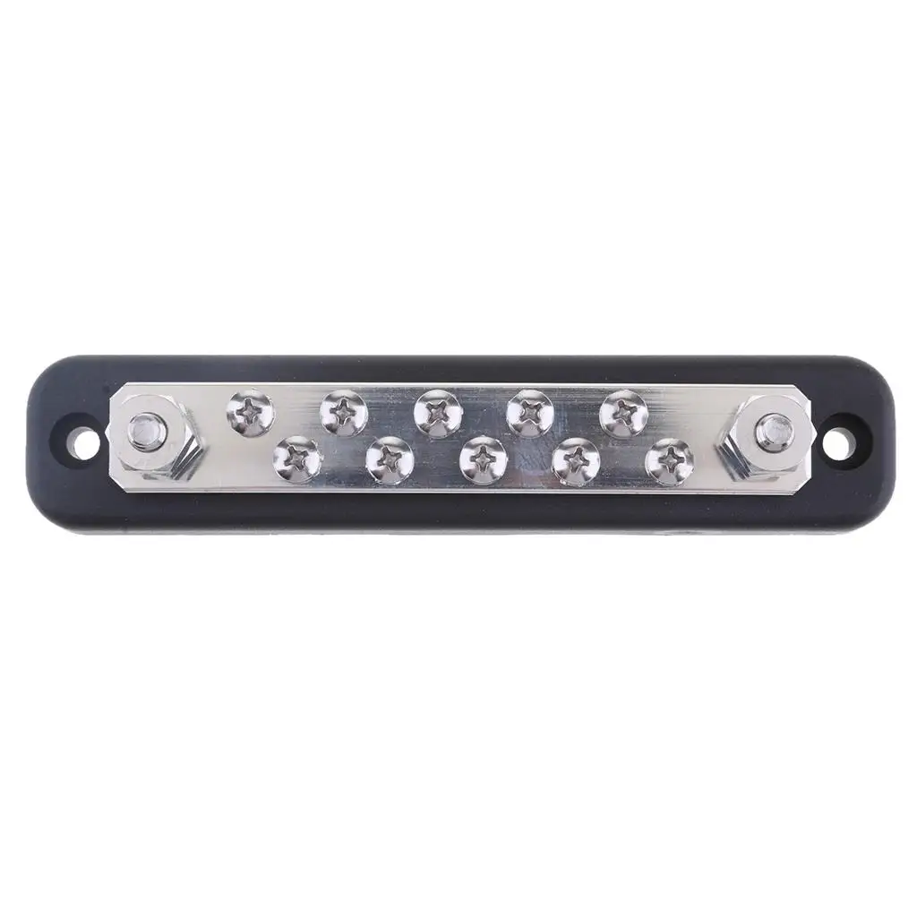 Silver Boat Marine Stainless Steel Bus-Bar Electrical Terminal Junction 10P