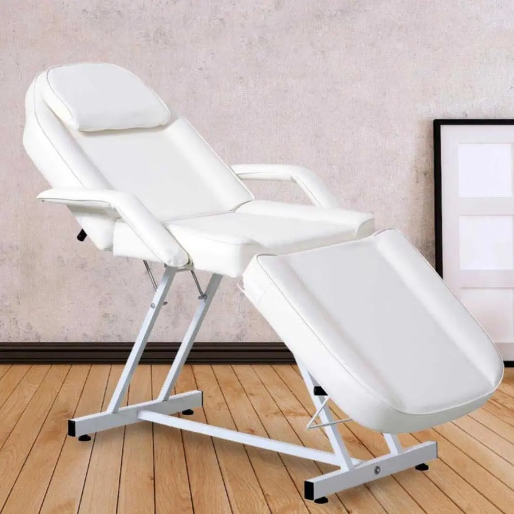 Professional Massage Bed 3-Section Folding, Adjustable Tattoo Table for Client, 73inch Facial Chair for Esthetician, White