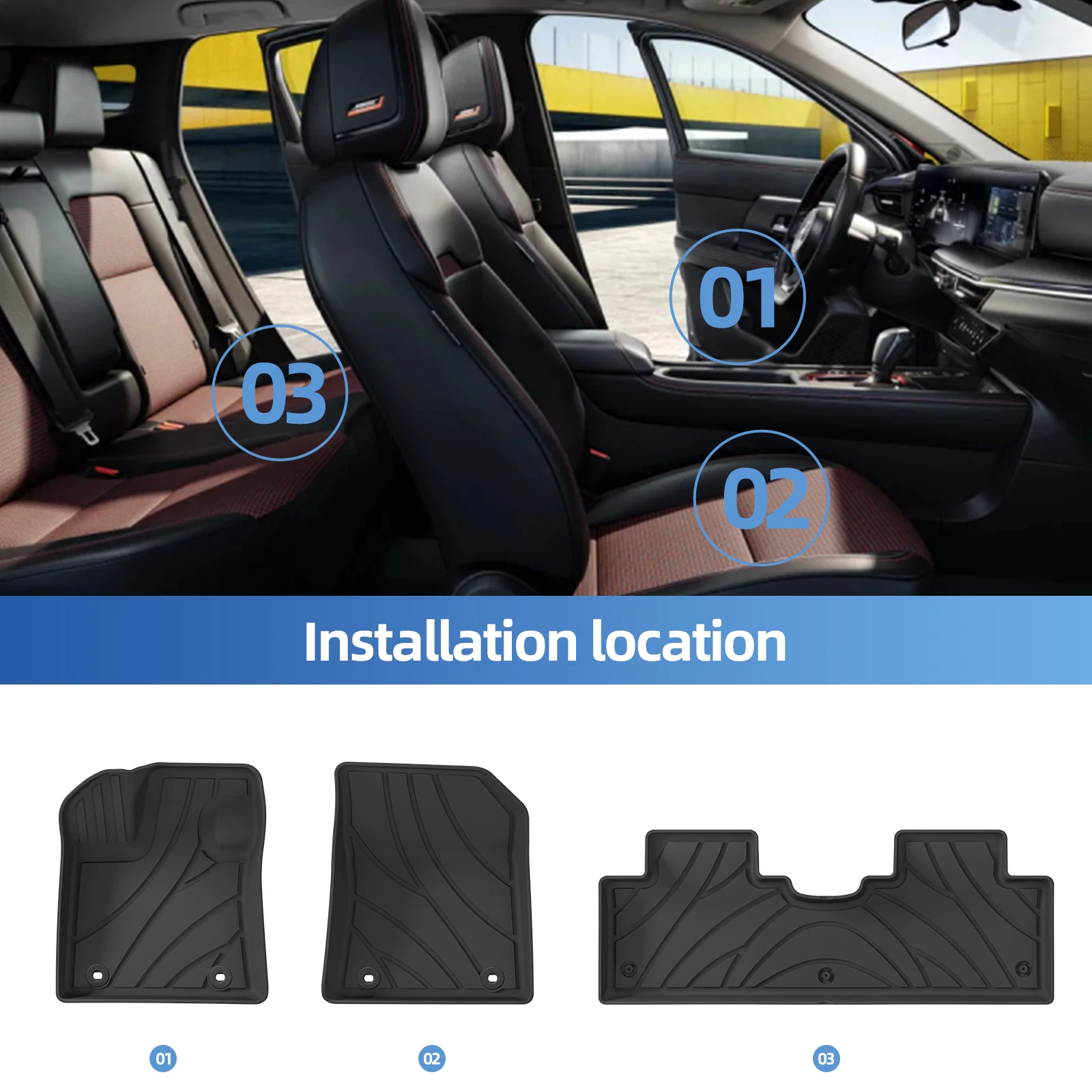 Smabee Left Drive for Geely Starray EM-i/EX5 EM-i (Not EV) 2025 2026 Car Floor Mats Cargo Liner Trunk Pad TPE Waterproof BLACK
