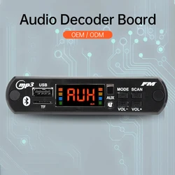 5V/12V Color Screen Amplifier Bluetooth DIY WAV Decoder Board Wireless Car MP3 Player TF Card Slot USB FM with BT Call Function