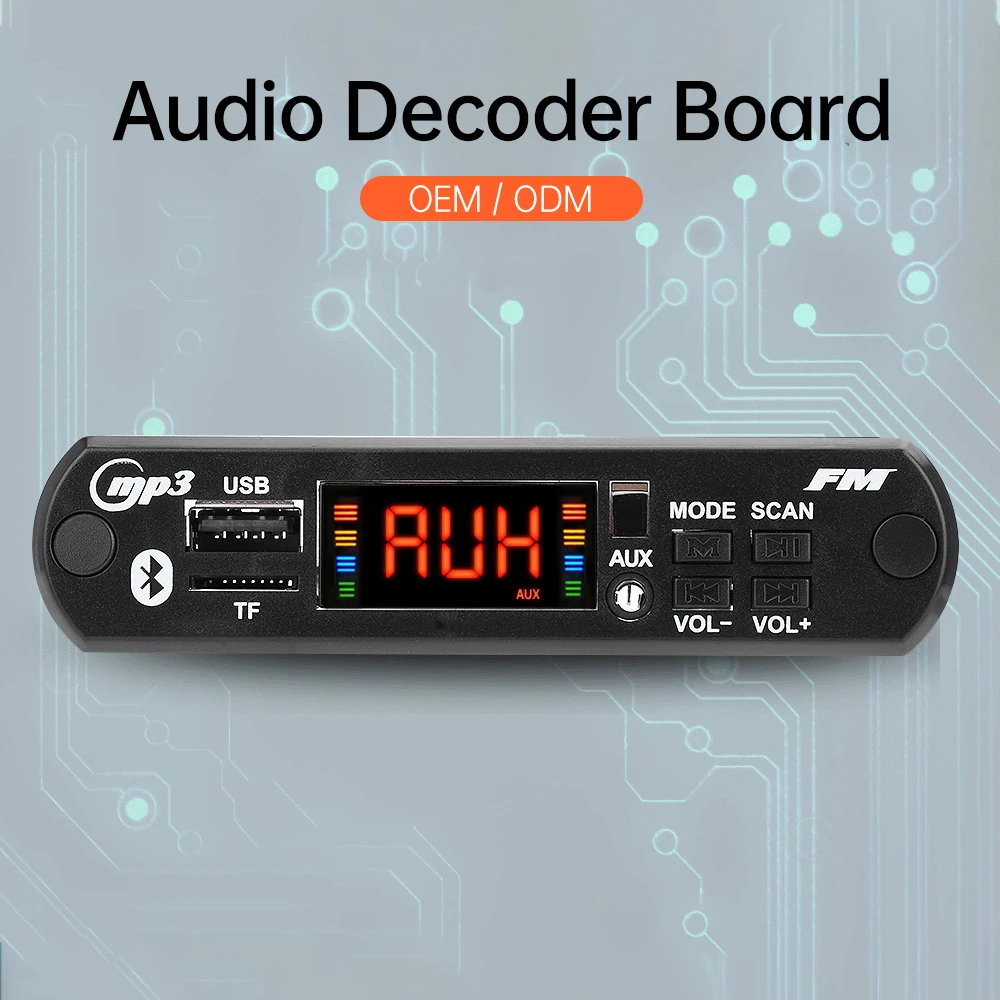 5V/12V Color Screen Amplifier Bluetooth DIY WAV Decoder Board Wireless Car MP3 Player TF Card Slot USB FM with BT Call Function